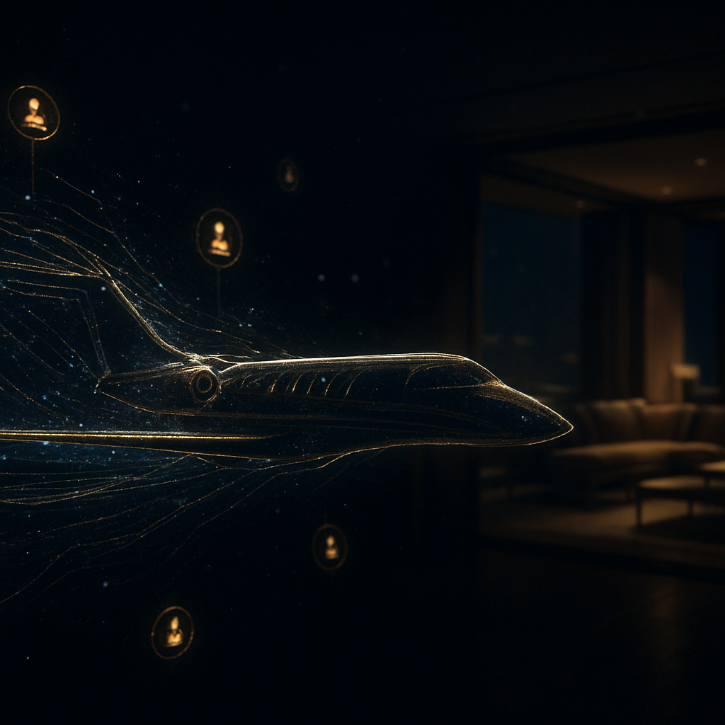 Stillwater Media AI-powered advertising for luxury brands: neural network data visualization with affluent audience targeting signals and premium brand imagery