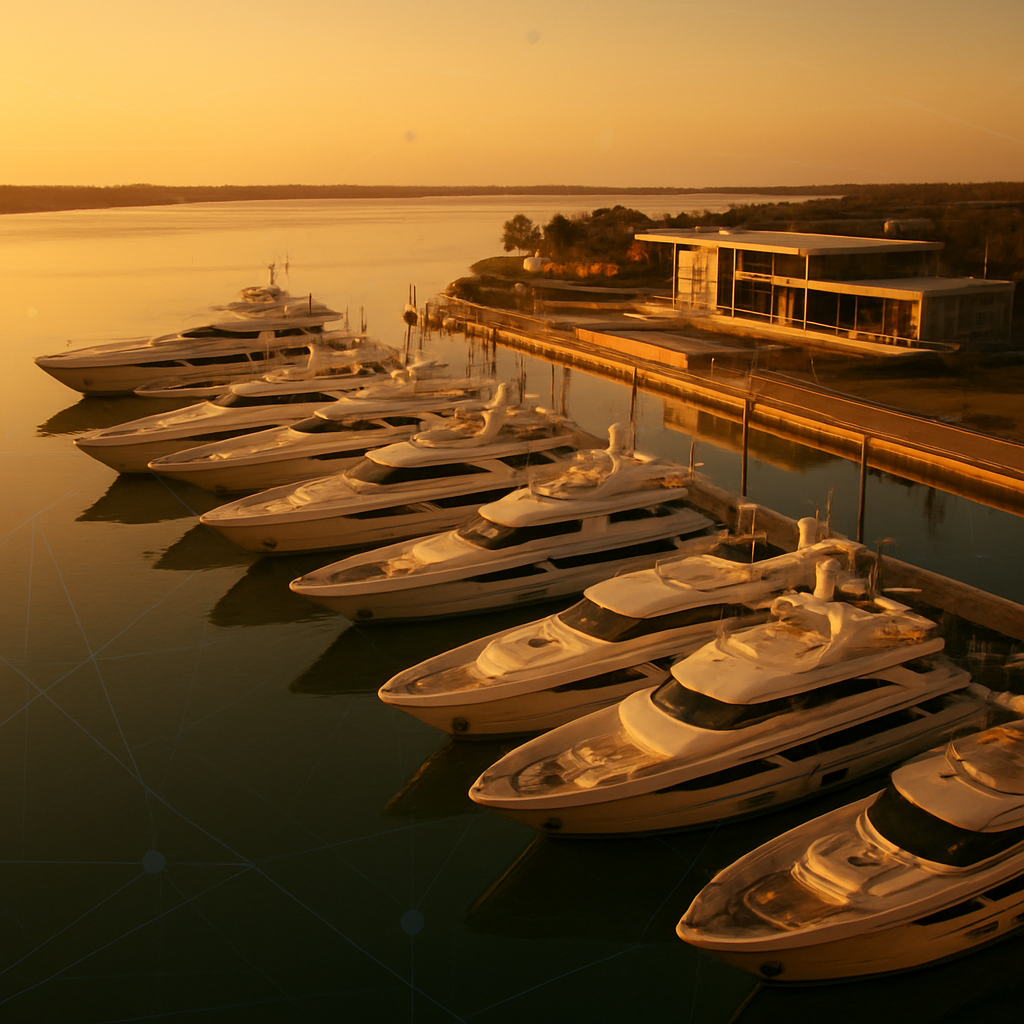 Stillwater Media high-net-worth audience segments strategy visualization with affluent lifestyle marina setting