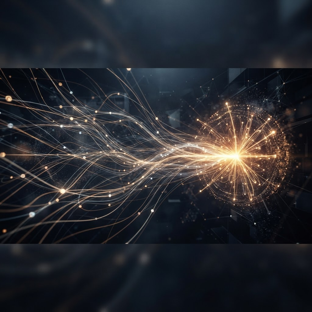 Stillwater Media luxury intent signal targeting illustration showing behavioral signals from affluent consumers converging toward a single high-value purchase decision