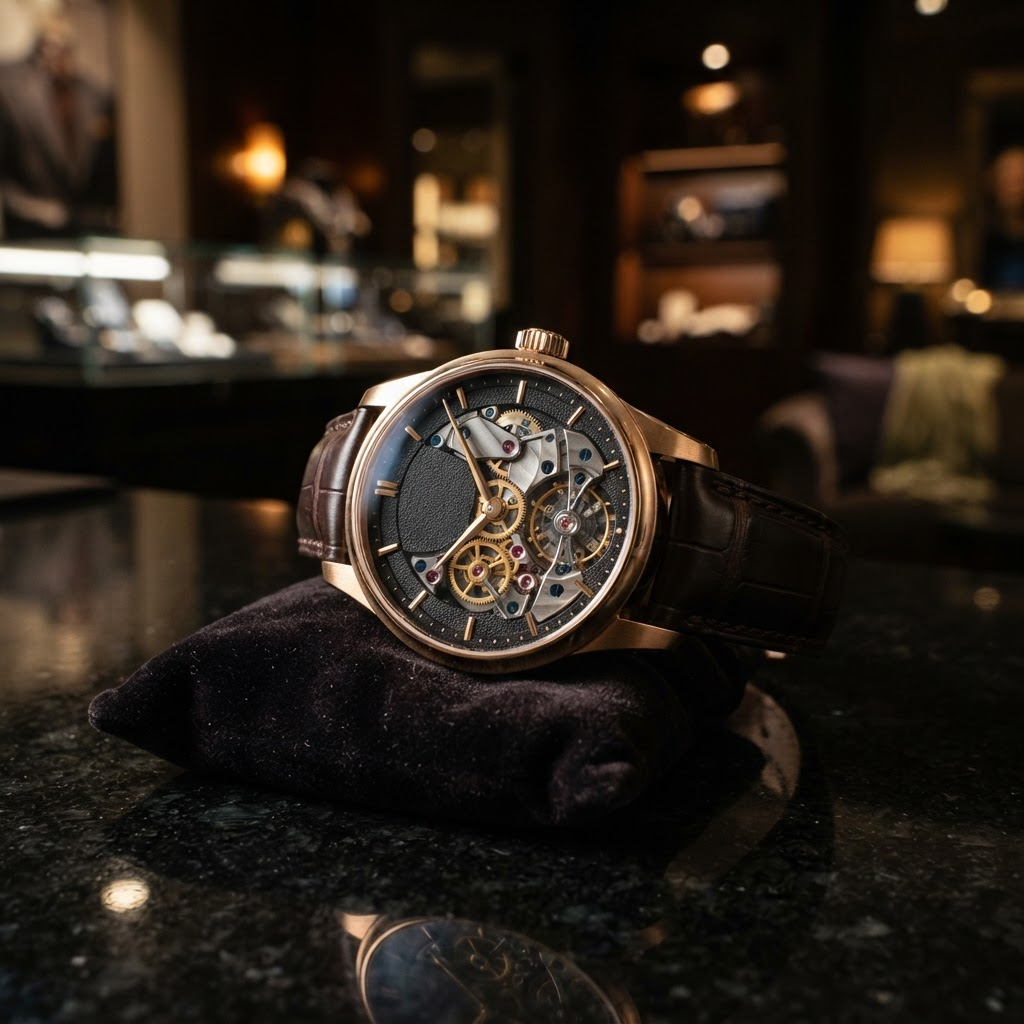 Luxury mechanical timepiece with dramatic cinematic lighting — Stillwater Media luxury timepiece advertising digital strategy for premium watch brands