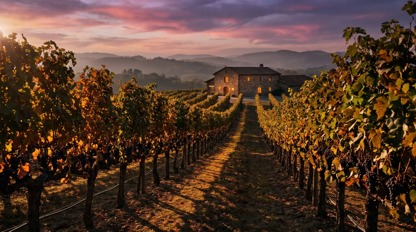 Stillwater Media moody image of a hillside vineyard estate at golden hour, illustrating a programmatic media audit second opinion